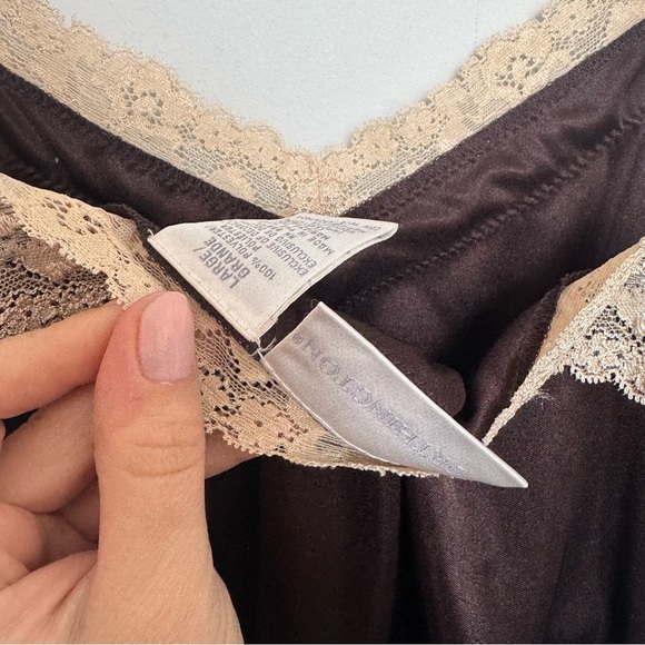 Elegant vintage Lace Trim Brown Camisole fairycore earthy artsy boho coquette L - Picture 5 of 6